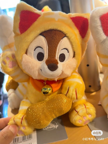 Disney｜New Year Collection Plush Toy-Lucky Cat Figure新年招财猫系列奇奇蒂蒂坐姿毛绒玩偶/公仔/可脱帽｜約 高さ19.5×幅15×奥行き15.5(cm)