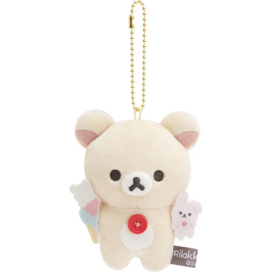 Rilakkuma轻松熊｜ Favorite Things Plush Keychain San-X最喜欢的东西系列小白熊拿冰淇淋兔子毛绒玩偶挂件/包挂｜约 105 x 85 x 50mm