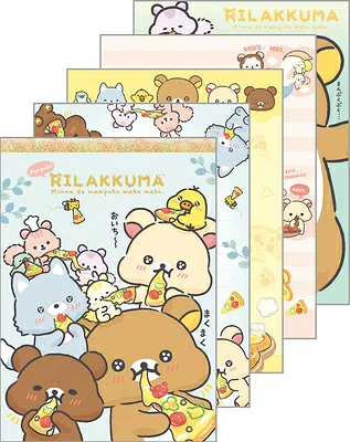 【new】Rilakkuma轻松熊｜经典披萨吃货系列轻松熊PVC 封面便签本｜4个图案/共100张