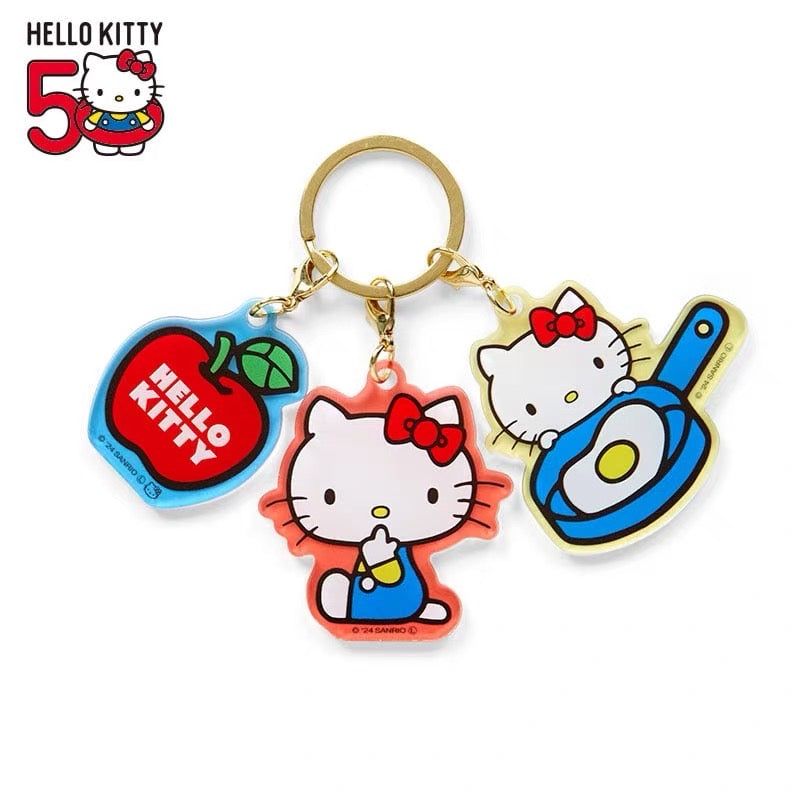 Sanrio三丽鸥｜Hello Kitty 50th可拆分三连亚克力钥匙扣/挂件