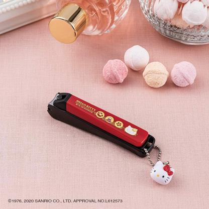 KAI贝印｜Hello Kitty Nail Clipper - Japanese Style (Red) S和风凯蒂猫大头吊饰不锈钢指甲钳S号/防飞溅｜约20 x 50 x 135mm