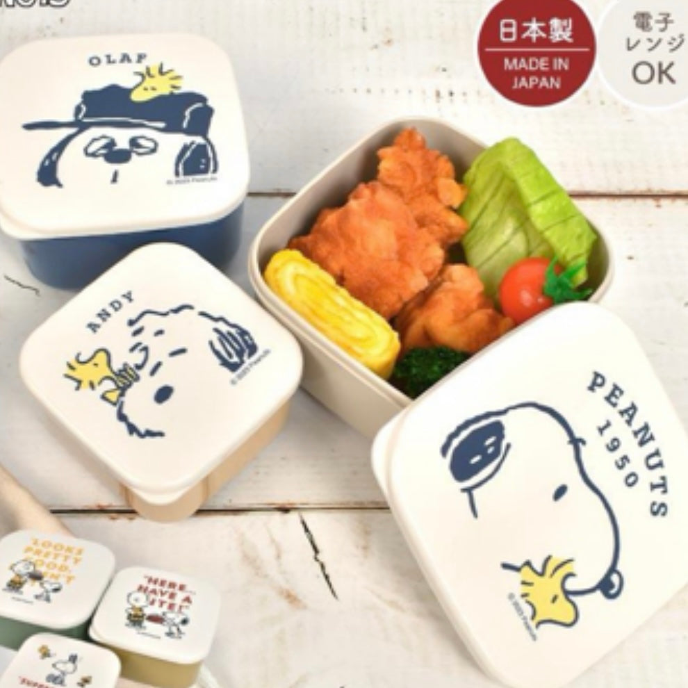 Snoopy｜日本制三个组合式大容量抗菌饭盒/可微波｜L/510ml　M/320ml　S/180ml