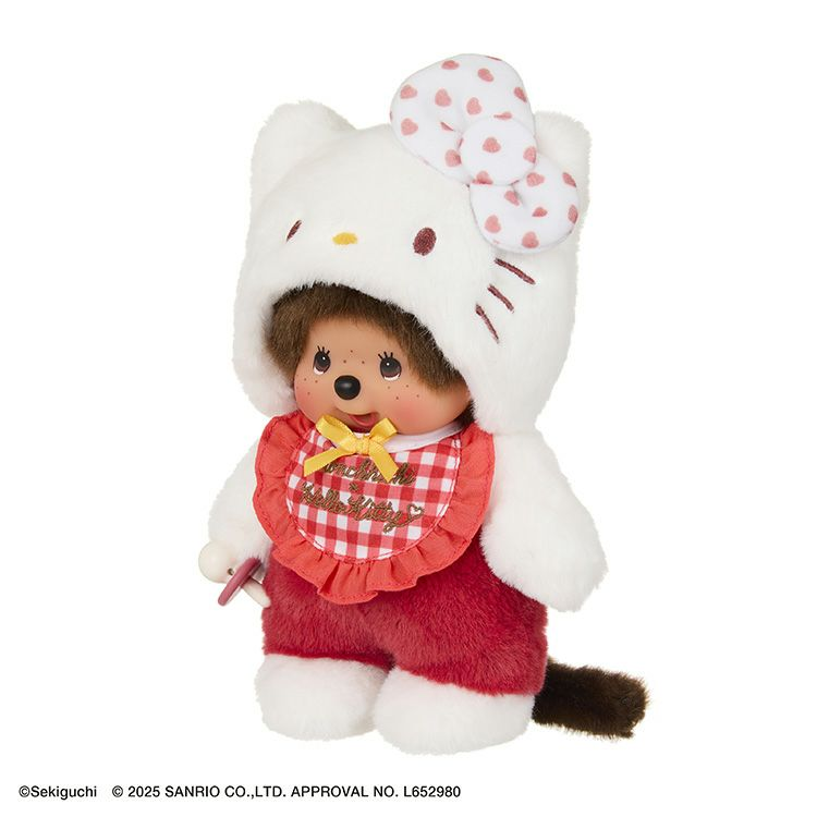 Monchhichi｜Monchhichi x Hello Kitty Plush S Hello Kitty｜H20 x W12 x D10cm approx.