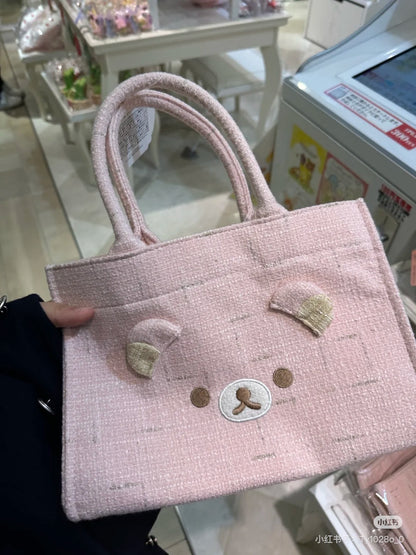 Rilakkuma轻松熊｜ San-X Tweed Mini Tote Bag/ Wonderful House奇妙屋粉色粗花呢子小香风托特包/手提包｜约200 x 270 x 160mm