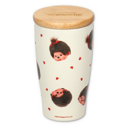 Monchhichi｜Stainless steel tumbler with wooden lid｜350ml