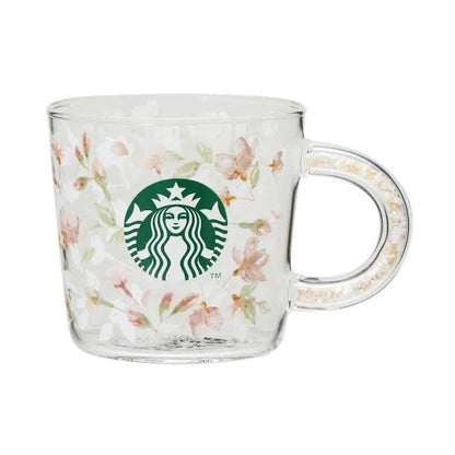 Starbucks日本星巴克｜樱花限定花卉手柄耐热玻璃杯｜355ml