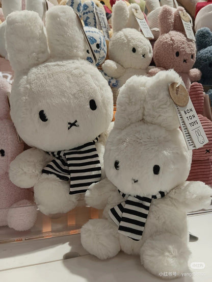 Miffy米菲｜BON TON TOYS - Miffy sitting with scarf黑白条纹围巾坐姿毛绒玩偶/公仔｜约23 cm - 9&