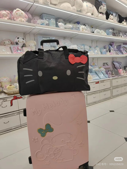 Sanrio三丽鸥｜Hello Kitty Face Shape Boston Bag Travel Bag可收纳超轻大容量手提斜挎旅行包｜约24.3 x 19.7 x 4.4cm