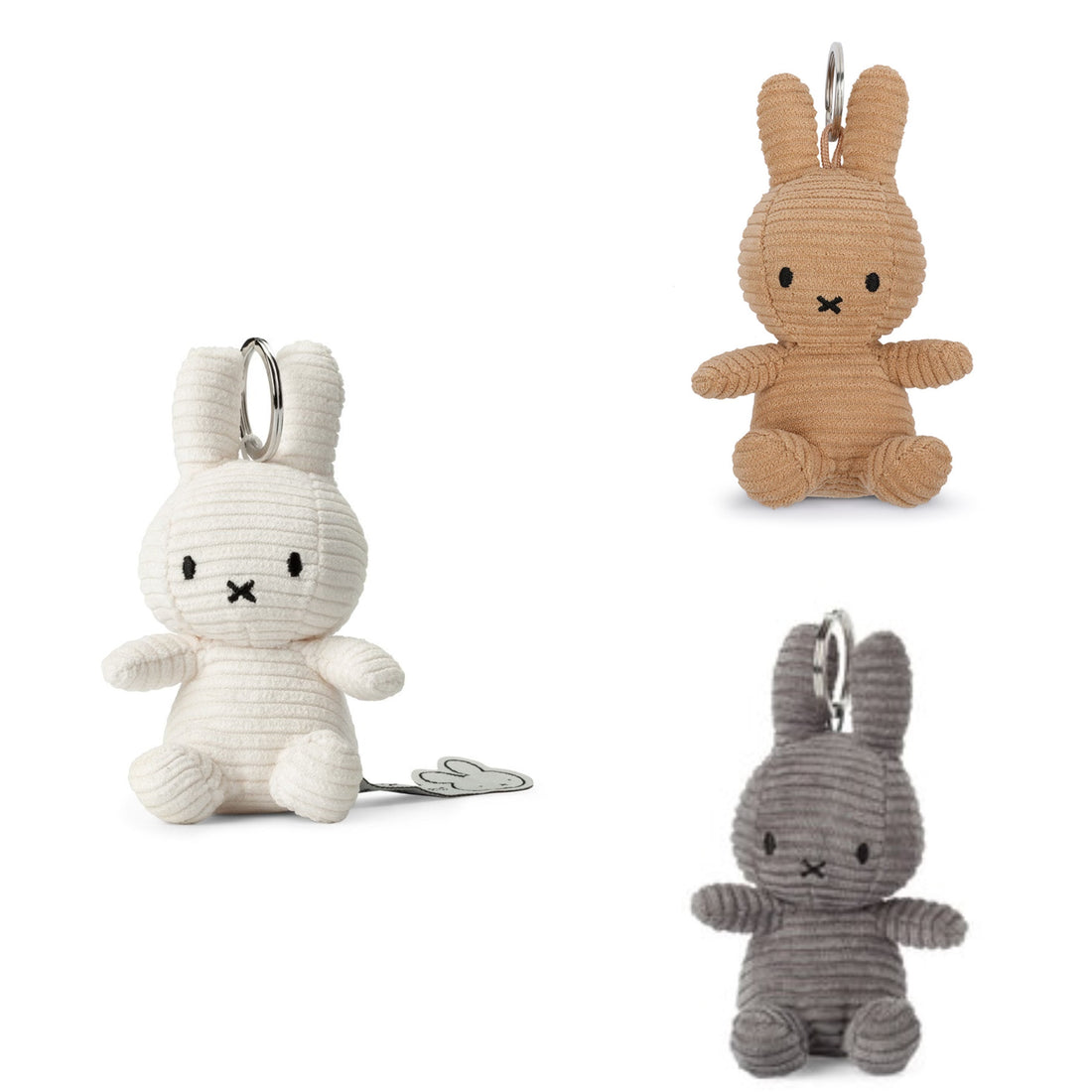 Miffy米菲｜BON TON TOYS -Keychain ECO Corduroy坐姿灯芯绒毛绒玩偶钥匙扣挂件/包挂｜约10 cm – 4″