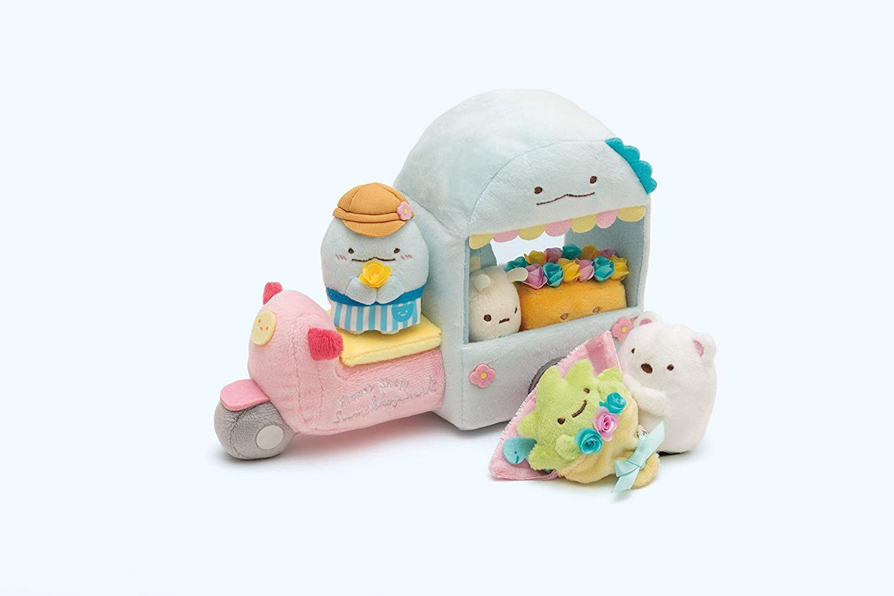 Sumikko gurashi角落生物｜San-x Sumikko Gurashi Scene Plush Toy &quot;Flower Wagon&quot; 水龙花车鲜花速递毛绒场景沙包玩偶/摆件｜约150 × 210 × 85 毫米