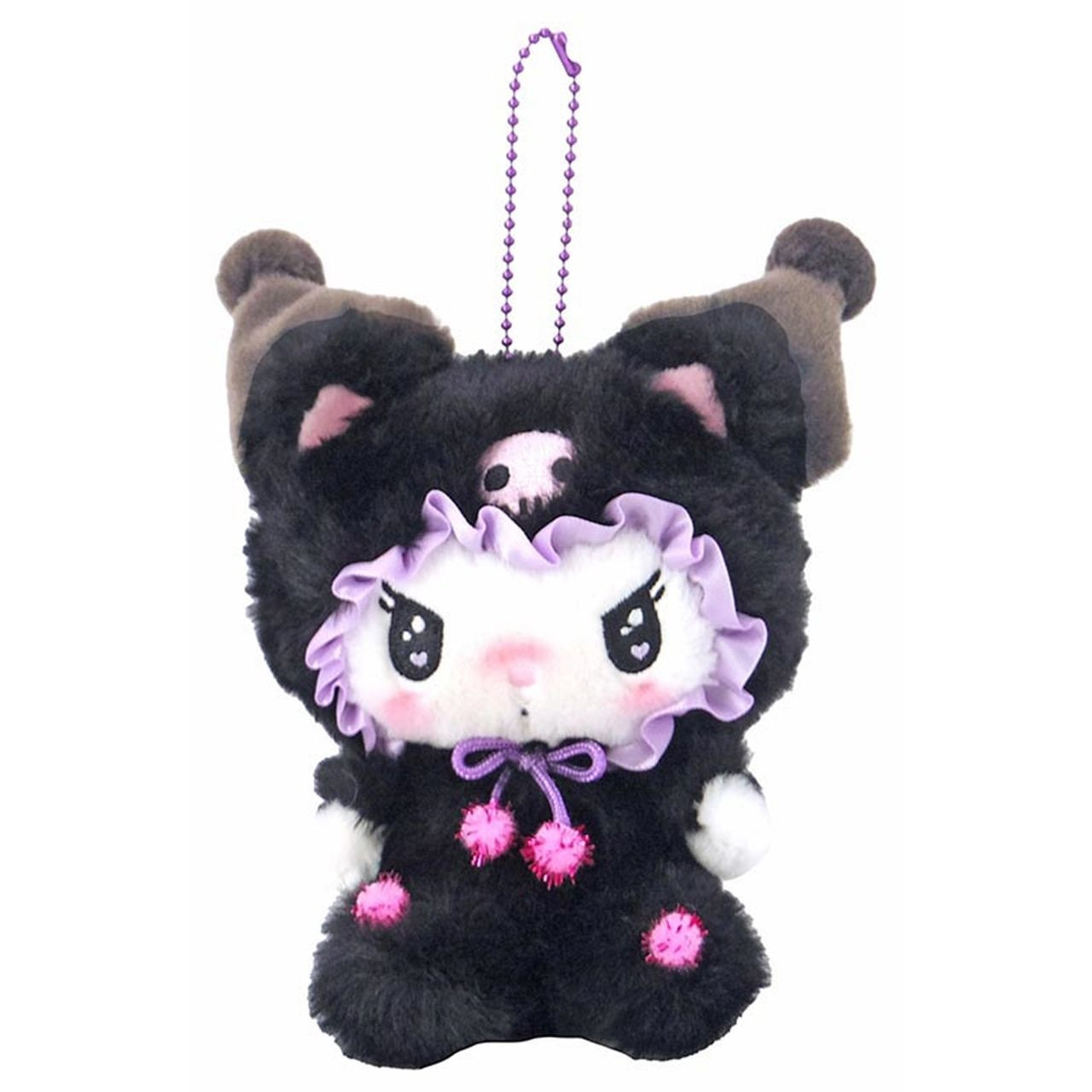 Sanrio三丽鸥｜Nakajima Sanrio Mascot- Kuromi / Black Cat Baby库洛米生日黑猫系列毛绒玩偶挂件/包挂/巨好rua｜约6.5 x 14.1 x 16.0cm