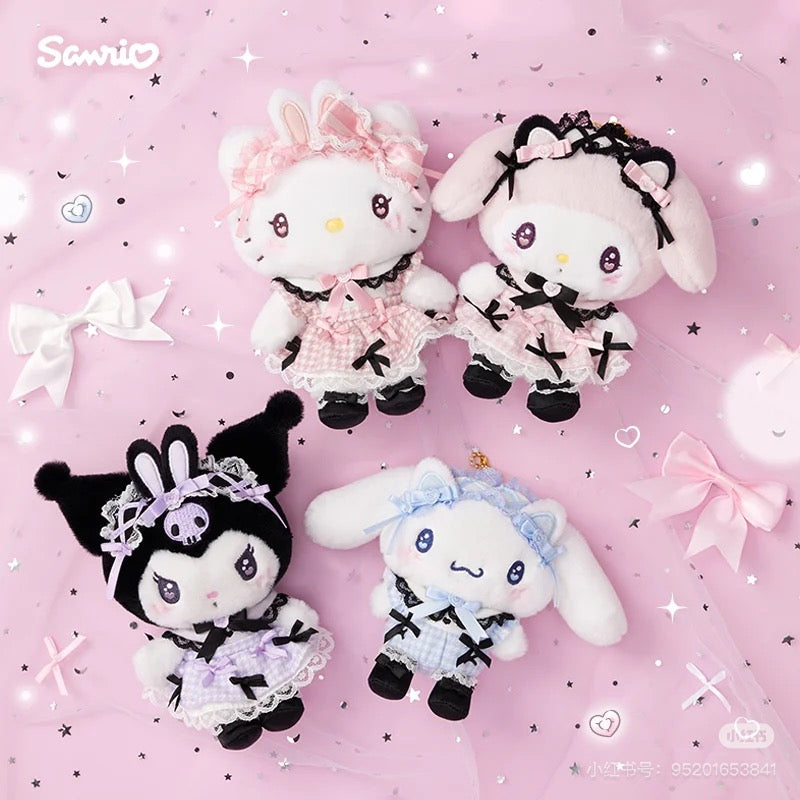 Sanrio三丽鸥｜ Dream Ribbon Plush Toy梦幻蕾丝蝴蝶结千鸟格女仆地雷系毛绒玩偶/公仔｜约 W17.5×D14×H24cm