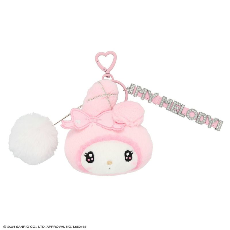 Sanrio三丽鸥｜Sanrio Plush Keychain偶像系列毛绒大脸华丽字母钥匙扣/挂件｜约14×6×7cm