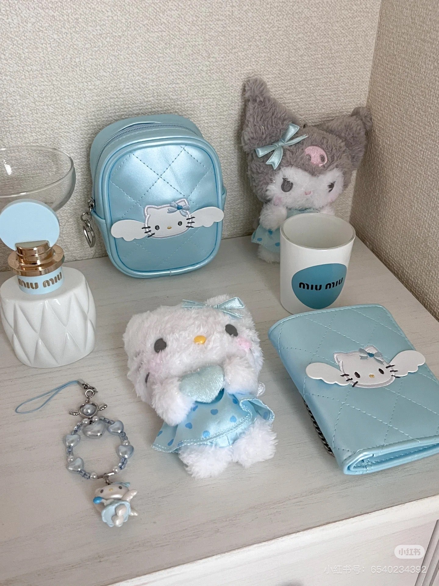 Sanrio三丽鸥｜Sanrio Original Bi-fold Card Case  / Dreaming Angel水色天使爱神系列蓝色卡包｜约W9×D1.5×H10.8cm