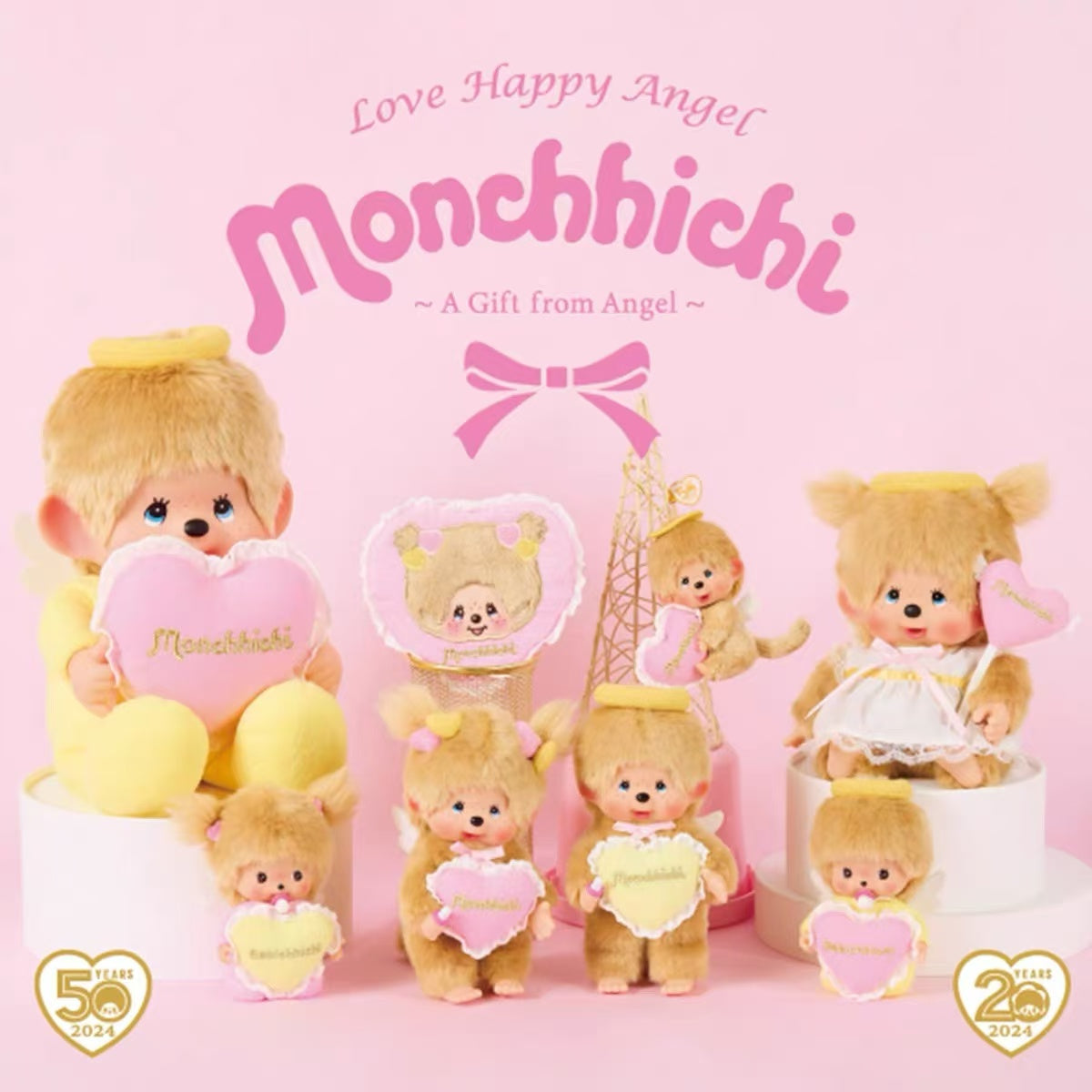 【limit 1】Monchhichi｜Sekiguchi Love Happy Angel Monchhichi S  Plush Dolls/PlushToy｜20×13×7.5cm approx.