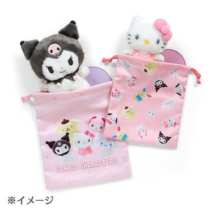 Sanrio｜ Drawstring Purse Set - Pitatto Friends Photo- Pitatto Friends Photo多巴胺格纹系列巾着包/束口包/收纳包｜约21×0.5×25cm