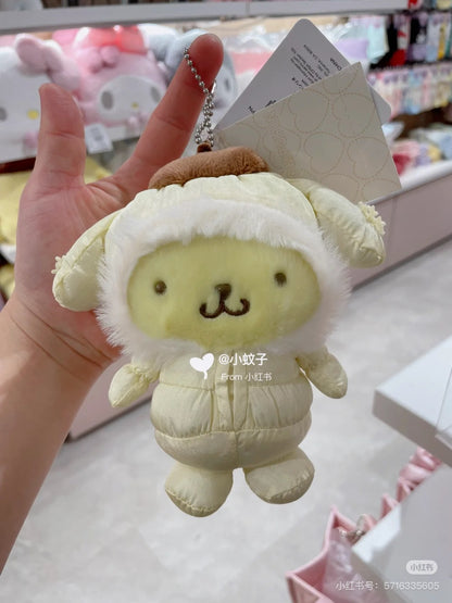 Sanrio三丽鸥｜Mascot Holder- Fluffy Puffy Winter冬季羽绒滑雪服毛绒玩偶挂件/包挂｜约9.5×7.5×12.5cm