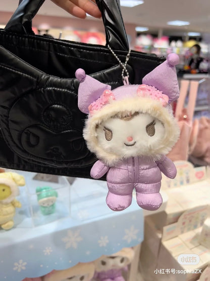 Sanrio三丽鸥｜Mascot Holder- Fluffy Puffy Winter冬季羽绒滑雪服毛绒玩偶挂件/包挂｜约9.5×7.5×12.5cm