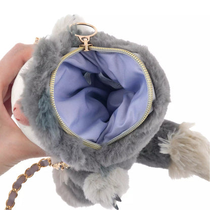 Disney迪士尼｜Fluffy Plush Shoulder Bag Cinderella Pochette毛茸茸路西法猫/玛丽猫毛绒玩偶链条包/斜挎包｜縦約21×横17.5×厚み7.5(cm