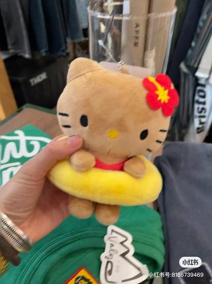 Sanrio三丽鸥｜HAWAII 夏威夷Hello kitty50周年限定黑皮游泳圈玩偶挂件/包挂