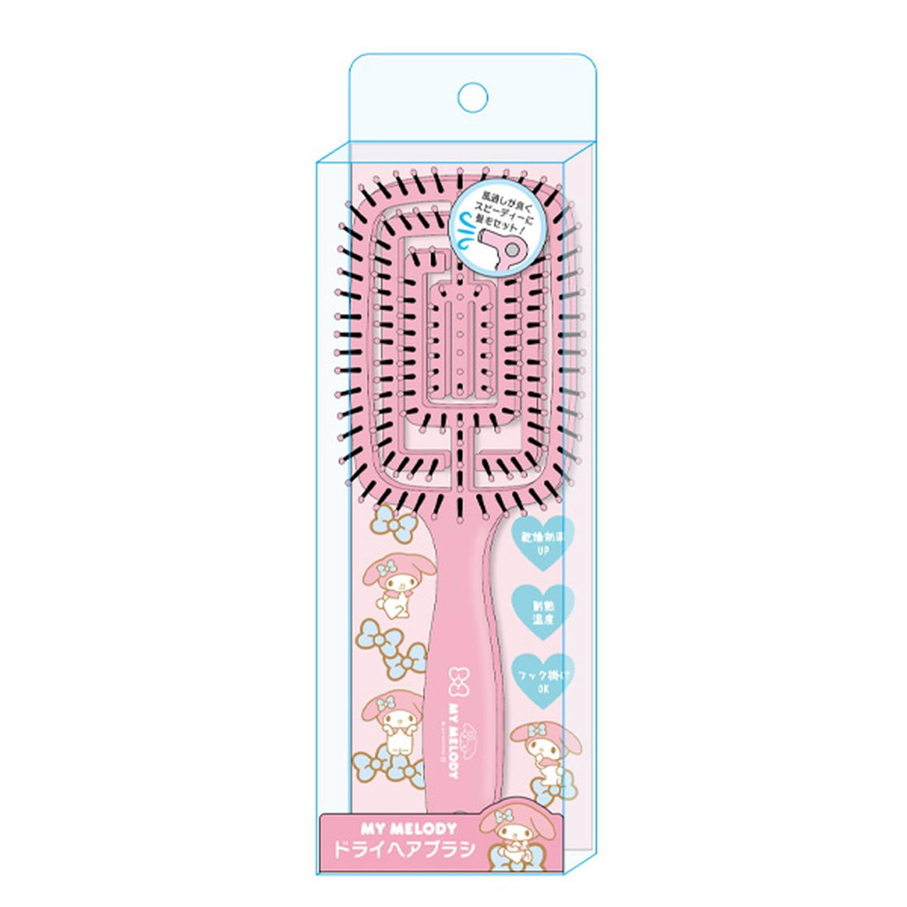 Sanrio三丽鸥｜Kcompany Sanrio Characters Dry Hair Brush 可爱角色ABS树脂尼龙梳子/干发梳｜约5.0 x 8.5 x 27.5cm