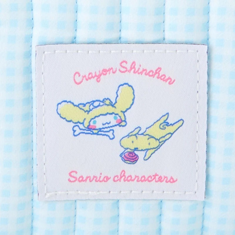 Sanrio三丽鸥｜Sanrio × Crayon Shinchan Purse蓝格子小收纳包｜約9.5×1×9.5cm