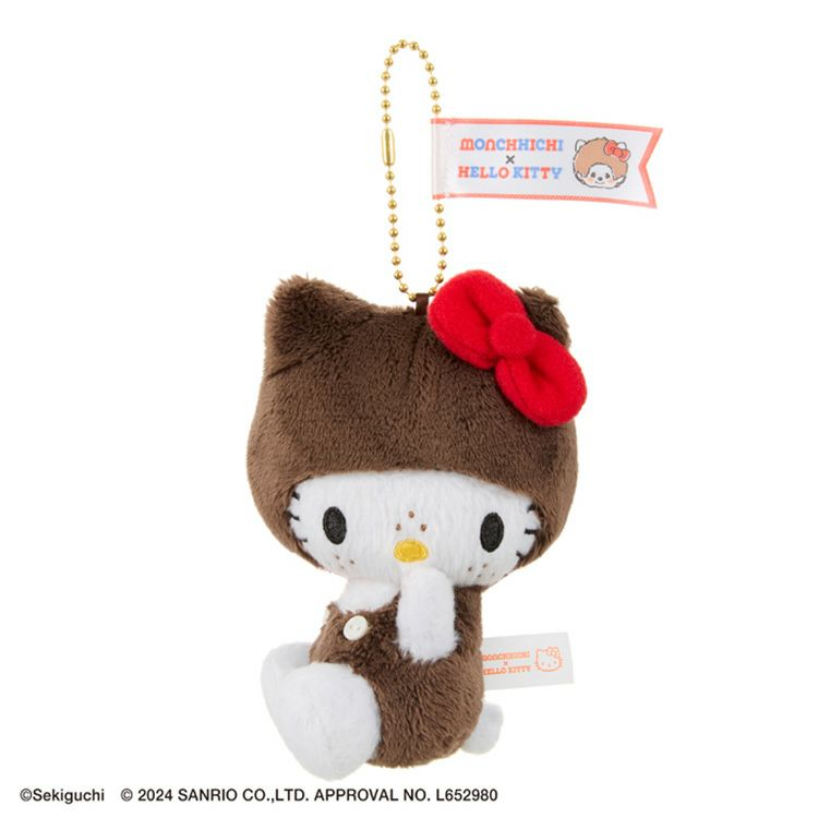 Monchhichi｜Hello Kitty x Monchhichi Big Face (SS) Keychain  Plush Toy｜H12 x W7.5 x D6cm approx.