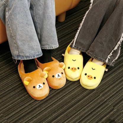 Rilakkuma轻松熊｜Plush Slippers Room Shoes Daradara Lazy San-X舒适慵懒生活系列软绵绵熊头家居鞋/拖鞋｜23~25cm