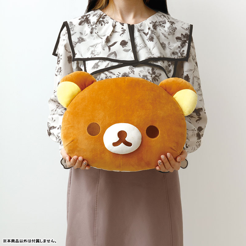 Rilakkuma轻松熊｜San-X Die-cut Cushion / Wonderful House奇妙屋可爱脸型超好rua双面不同材质抱枕/靠垫｜约275×390×155mm