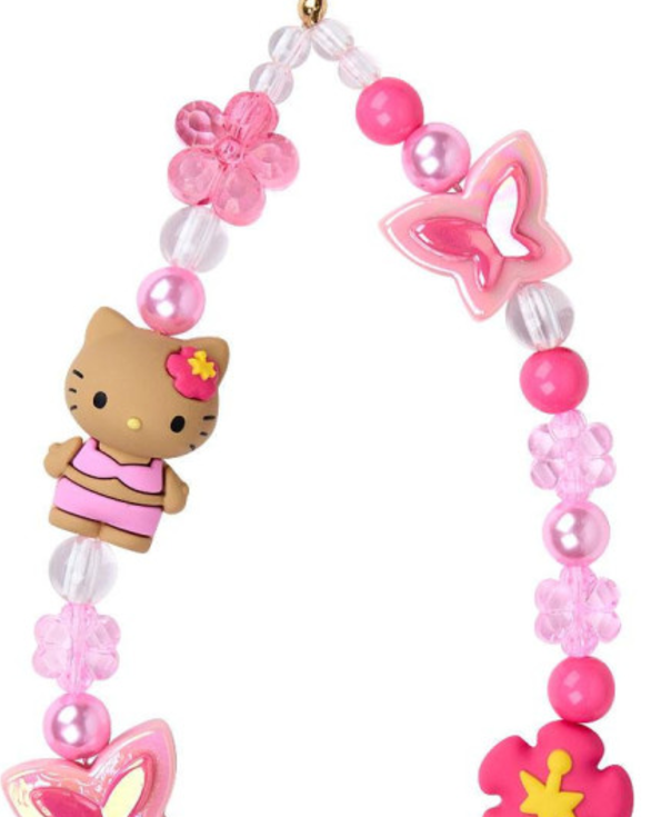 Sanrio三丽鸥｜90s Phone Strap - Hello Kitty / Gogo Gal Collection Tan 复古90年代凯蒂猫偏光串珠手机挂链吊饰/｜约5.5×1.3×12.5m