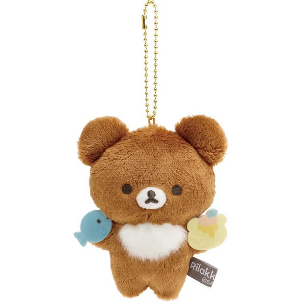 Rilakkuma轻松熊｜ Favorite Things Plush Keychain San-X最喜欢的东西系列小棕熊拿冰淇淋毛绒玩偶挂件/包挂｜约110×90×50mm