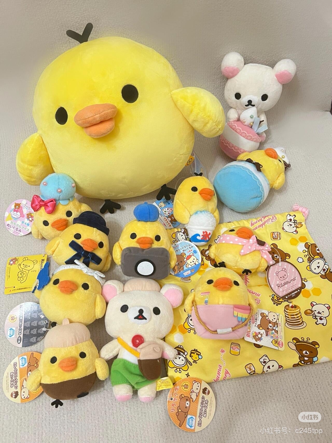 Rilakkuma轻松熊｜Kiiroitori Yellow Chick Plush Doll M BASIC RILAKKUMA Favorite Things San-X软乎乎超好摸鼻孔鸡毛绒玩偶公仔/抱枕/靠垫｜约 220×260×220mm