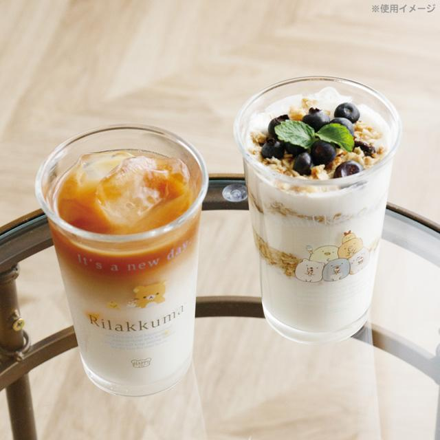 Rilakkuma｜San-X Glass Tumbler - Kiiroitori &amp; Rilakkuma : Happy Life｜360ml approx.