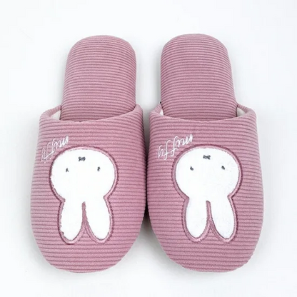 Miffy米菲｜Slippers pink Prima Miffy room supplies条纹软底刺绣室内家居拖鞋