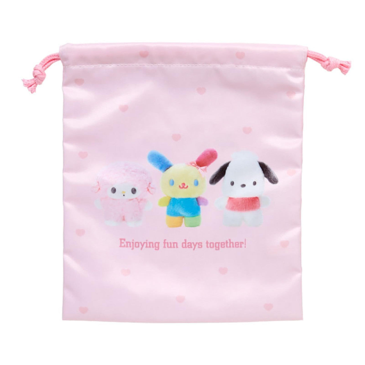 Sanrio｜ Drawstring Purse Set - Pitatto Friends Photo- Pitatto Friends Photo多巴胺格纹系列巾着包/束口包/收纳包｜约21×0.5×25cm