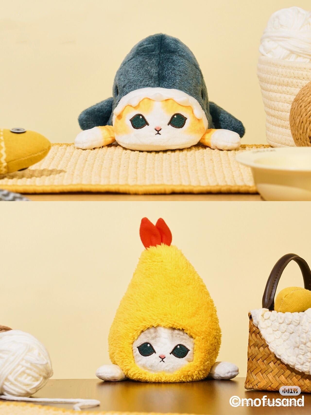 Mofusand｜Study Buddy Plush Toy - Cat / Fried Shrimp Nyan鲨鱼猫坐姿矫正贴贴毛绒玩偶｜约H360 x W145 x D180mm