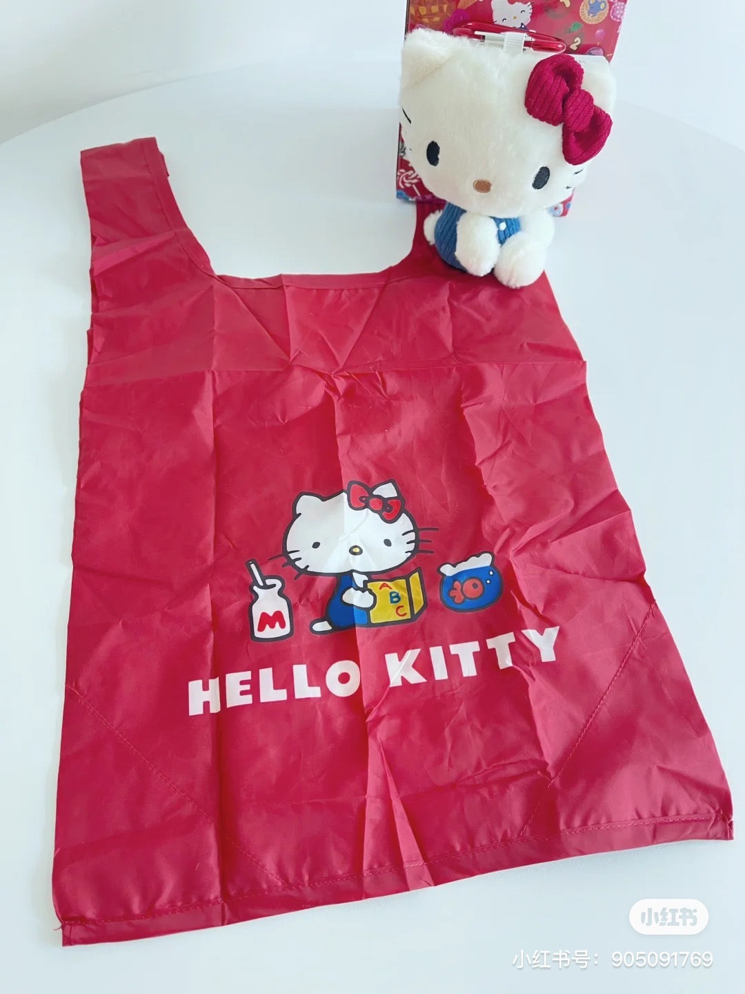 Hello kitty凯蒂猫｜50周年kitty购物袋式挂件｜展开约25 x 18 x 32 cm