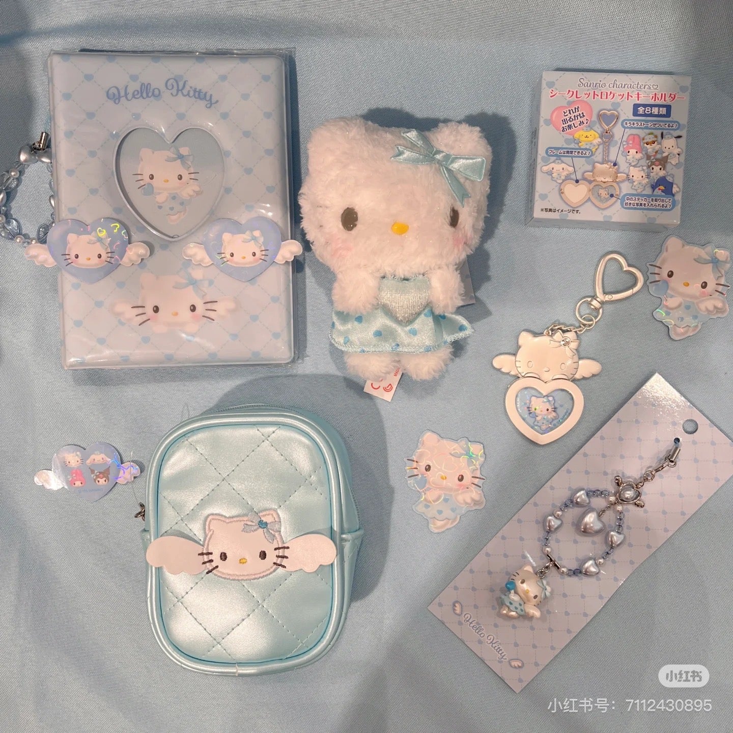 Sanrio三丽鸥｜Sanrio Original Bi-fold Card Case  / Dreaming Angel水色天使爱神系列蓝色卡包｜约W9×D1.5×H10.8cm