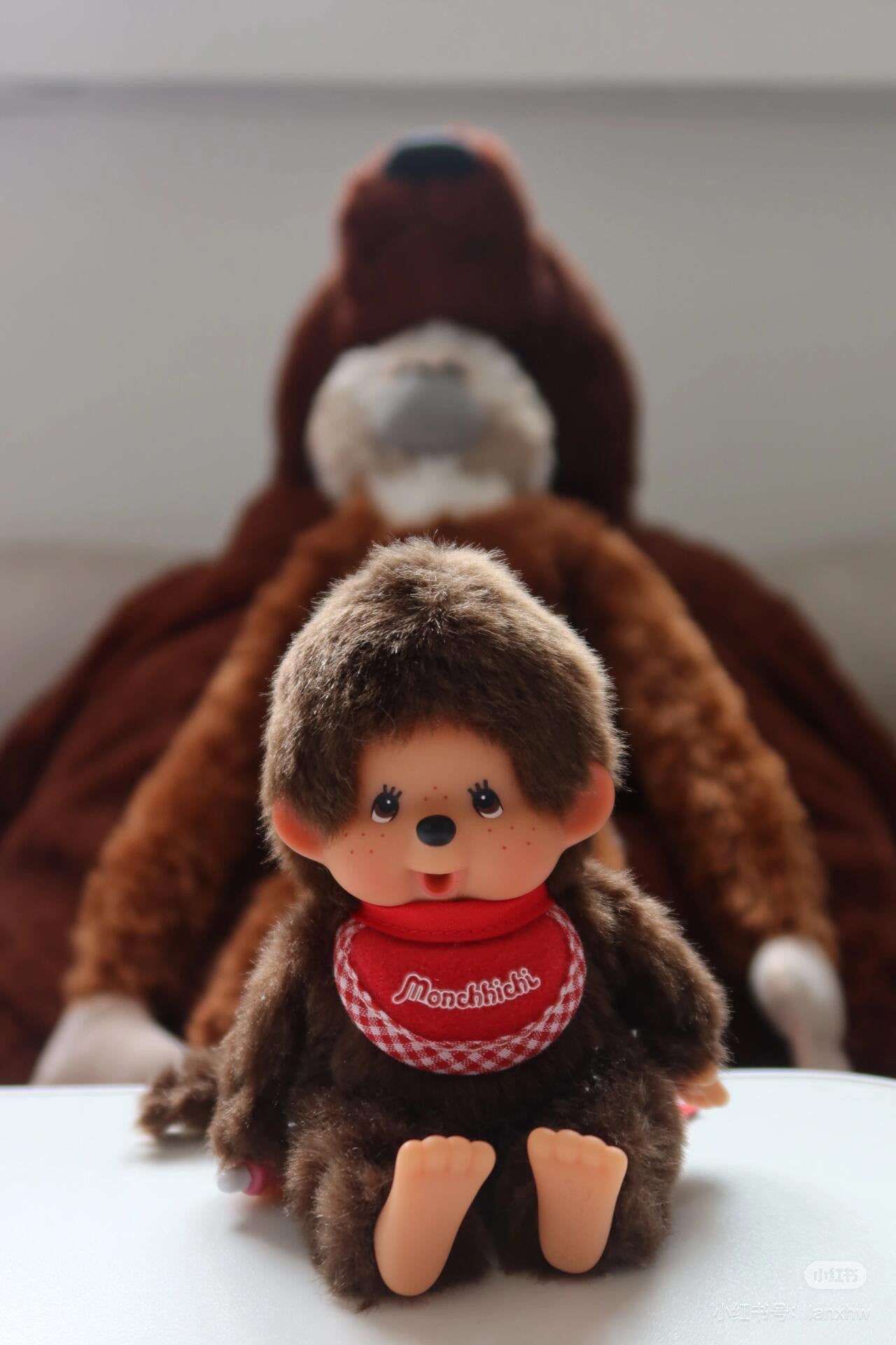 Monchhichi｜Premium Standard Plush SS Brown Boy Sitting｜14cm x 9cm x 7cm approx.