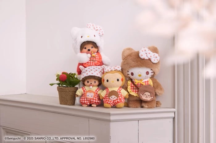 Monchhichi｜Monchhichi x Hello Kitty Plush Dolls｜H15 x W10 x D6.5cm approx.