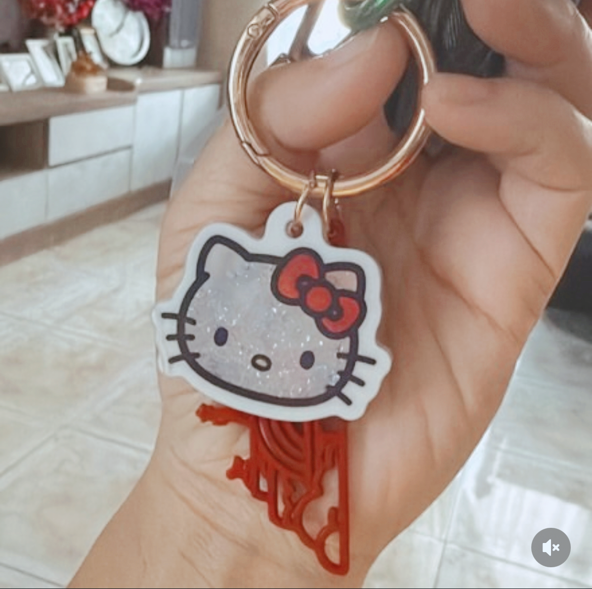 Sanrio三丽鸥｜彩虹乐园系列Hello Kitty凯蒂猫脸型闪闪摇摇乐钥匙扣挂件/包挂