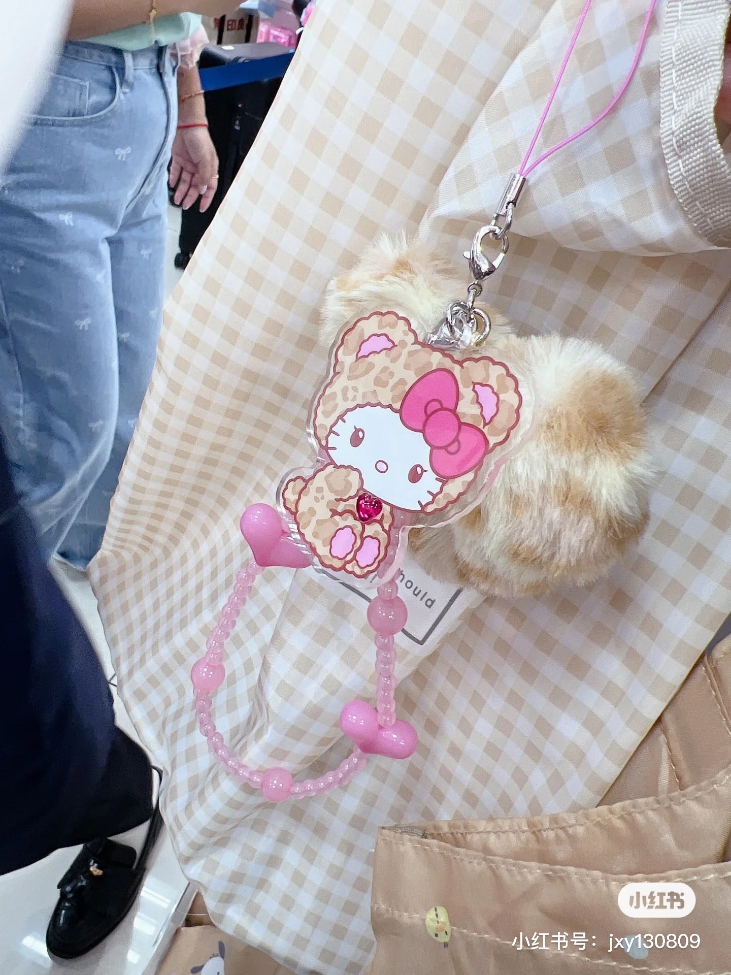 Sanrio三丽鸥｜Original Strap - Hello Kitty / Leopard Bear豹纹熊系列毛绒串珠钥匙扣｜约9×5×7.5cm