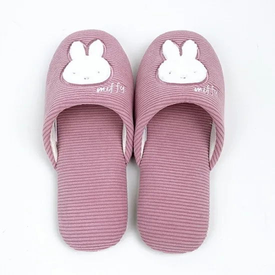 Miffy米菲｜Slippers pink Prima Miffy room supplies条纹软底刺绣室内家居拖鞋