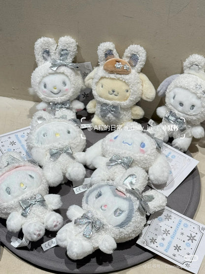 Sanrio三丽鸥｜Mascot Charm / Fluffy Snow Rabbit冬日毛茸茸银白初雪小兔系列可爱角色玩偶挂件/包挂｜约10×4×16.5cm