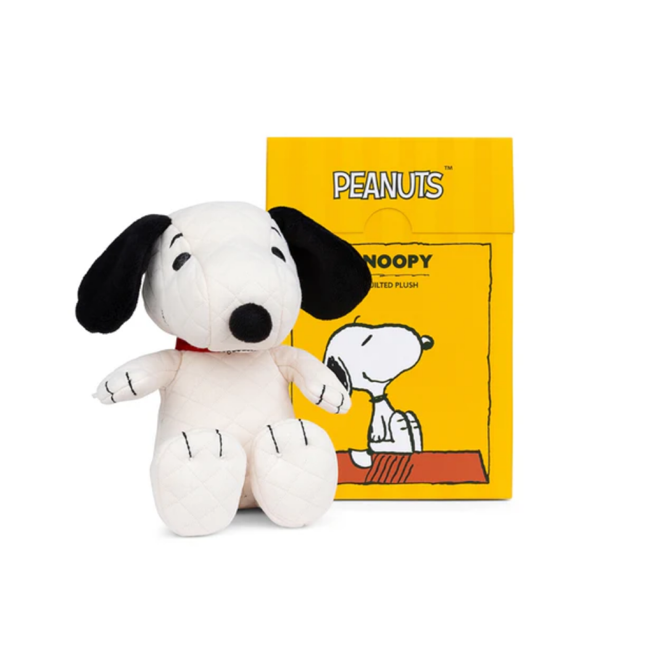 Snoopy史努比｜BON TON TOYS-Snoopy Quilted Jersey in giftbox | Cream奶油色绗缝格纹坐姿迷你毛绒玩偶礼盒装/公仔