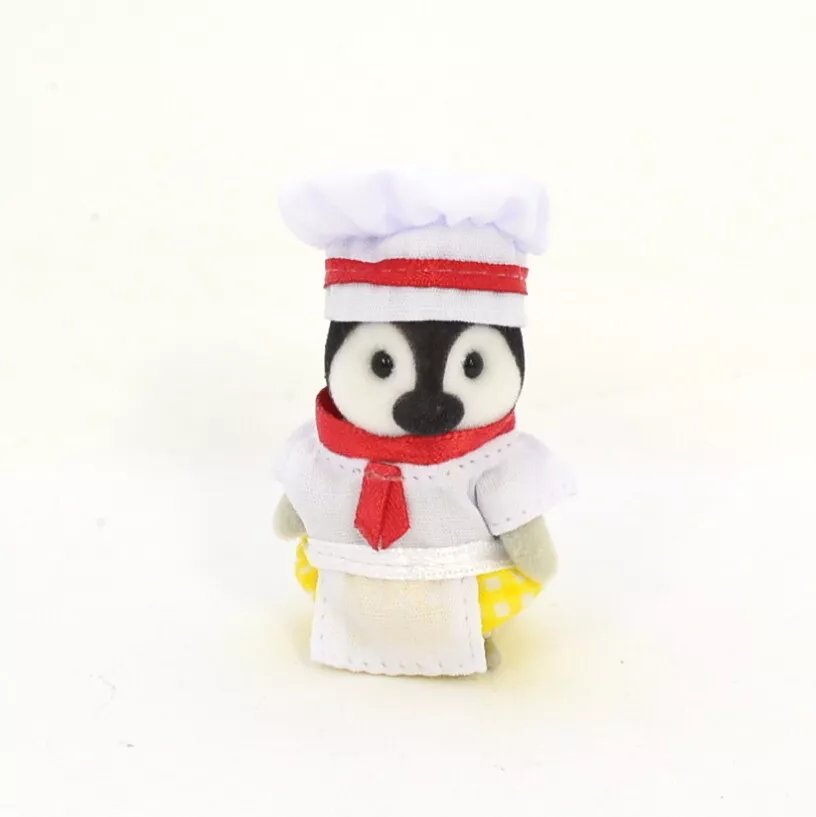 SylvanianFamilies森贝儿家族｜ FOREST KITCHEN BABY PENGUIN KITCHEN UNIFORM CHEF森林厨房系列厨师企鹅植绒站宝/玩具/过家家