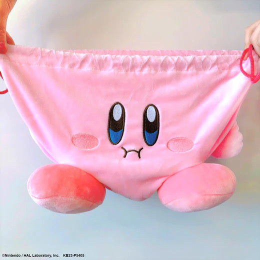 Kirby｜可爱撅嘴大容量巾着/束口袋/收纳袋/脚可以捏捏/放软的物品就像一只玩偶｜约30cm×25cm×6cm