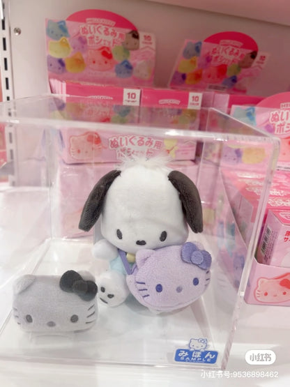 Sanrio三丽鸥｜Color Variation Plush Pochette-Hello Kitty凯蒂猫脸型彩色10色毛绒迷你斜挎包盲盒/全10种｜1枚入