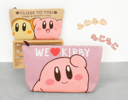 Kirby｜we love Kirby限定毛绒绒刺绣植绒大容量化妆包｜约W28cm×18cm×4cm