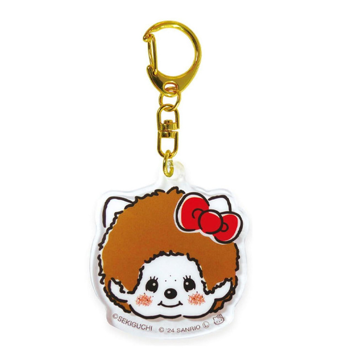 Monchhichi｜Sanrio Hello Kitty Acrylic Mascot Keychain｜4.9 x 4.3 x 1.0cm approx.